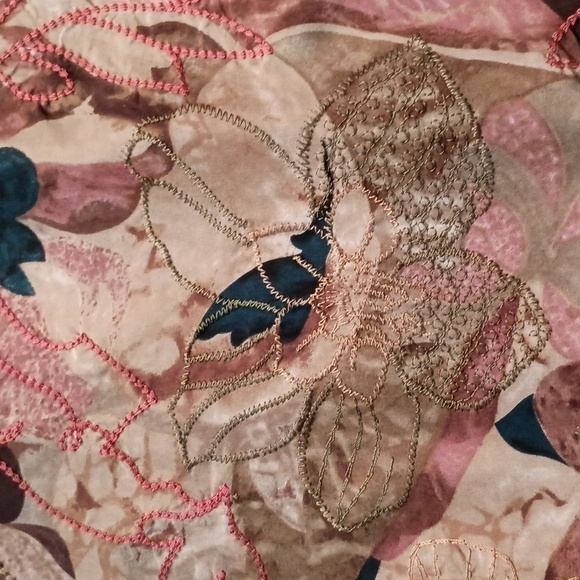 Chico's 100% Silk Skirt with Abstract Florals in Muted Colors and Embroidery - Picture 10 of 12